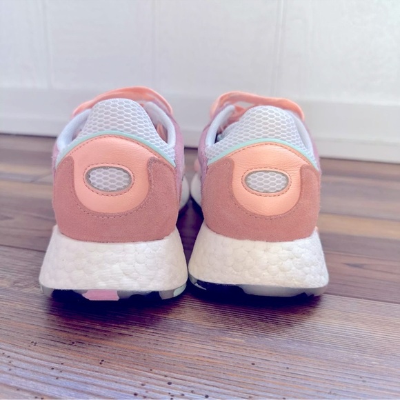 Adidas TRESC RUN SHOES CLOUD WHITE / CLEAR MINT /ORANGE Size 6 - Picture 8 of 10